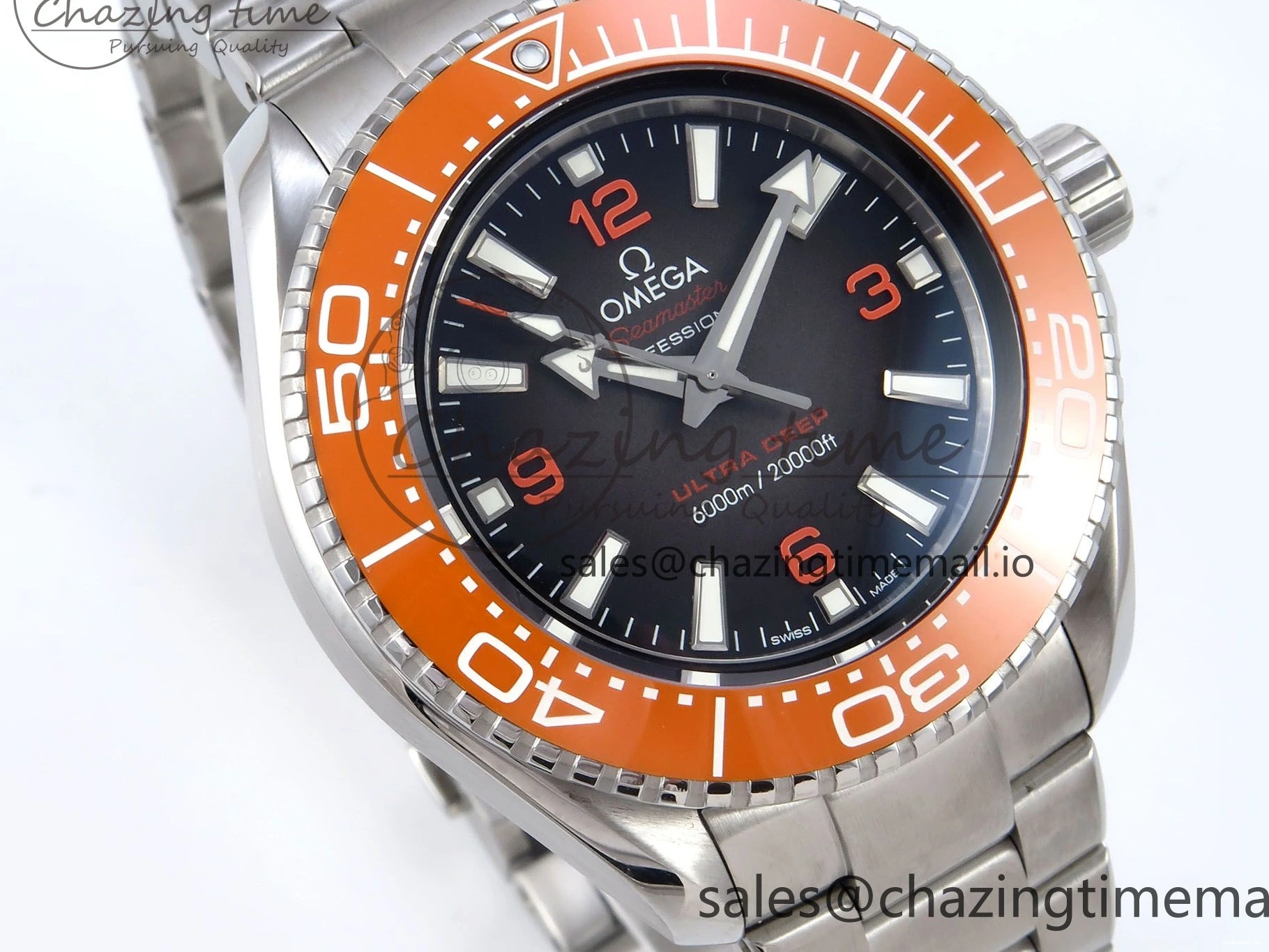 0408 Seamaster 6000M Ultra Deep SS VRF 1:1 Best Edition Gray Dial Orange Bezel on SS Bracelet A8912 Super Clone NewStyle 7687